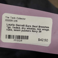 Euro Seat Breeches *gc, faded, dry stickies, mnr snags, rubs, seam puckers