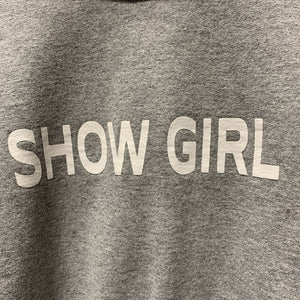 LS Cotton Sweater "Show Girl" *gc, mnr hair, pills, peeled logo