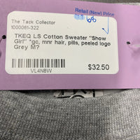 LS Cotton Sweater "Show Girl" *gc, mnr hair, pills, peeled logo
