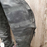 Field Boots, Zips *fair, BROKEN Zip-L, dirty, taped, faded, repaired, crushed Heel-R, curled edges
