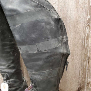Field Boots, Zips *fair, BROKEN Zip-L, dirty, taped, faded, repaired, crushed Heel-R, curled edges
