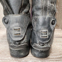Field Boots, Zips *fair, BROKEN Zip-L, dirty, taped, faded, repaired, crushed Heel-R, curled edges
