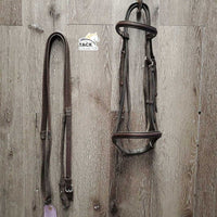 Rsd Bridle, Soft ?Nunn Finer Rubber Reins *gc, v.dirty, dry, stiff, edge scrapes, older
