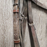 Rsd Bridle, Soft ?Nunn Finer Rubber Reins *gc, v.dirty, dry, stiff, edge scrapes, older
