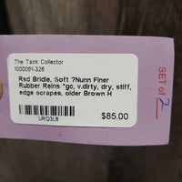 Rsd Bridle, Soft ?Nunn Finer Rubber Reins *gc, v.dirty, dry, stiff, edge scrapes, older
