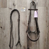 Rsd/FS Hunter Bridle, Wide Noseband, Braided Reins *gc, dirty, dry, rubs, older
