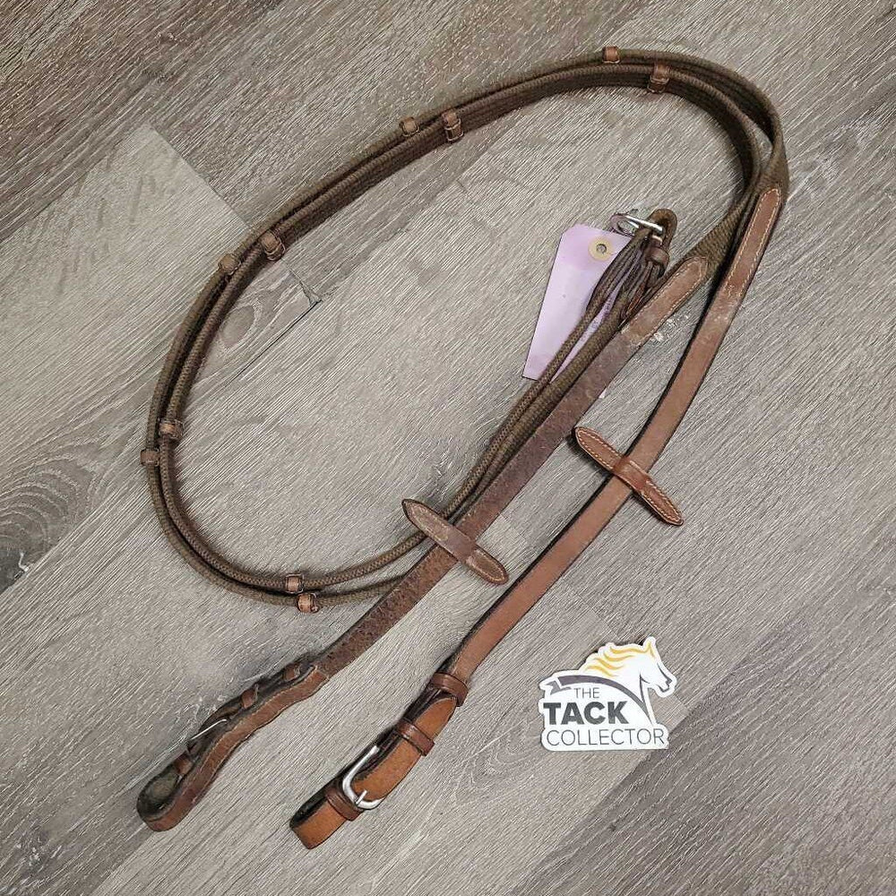 Pr Cotton Web Reins, Buckles *gc, stiff, dry, mnr dirt, rubs & frays