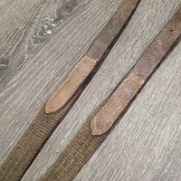 Pr Cotton Web Reins, Buckles *gc, stiff, dry, mnr dirt, rubs & frays
