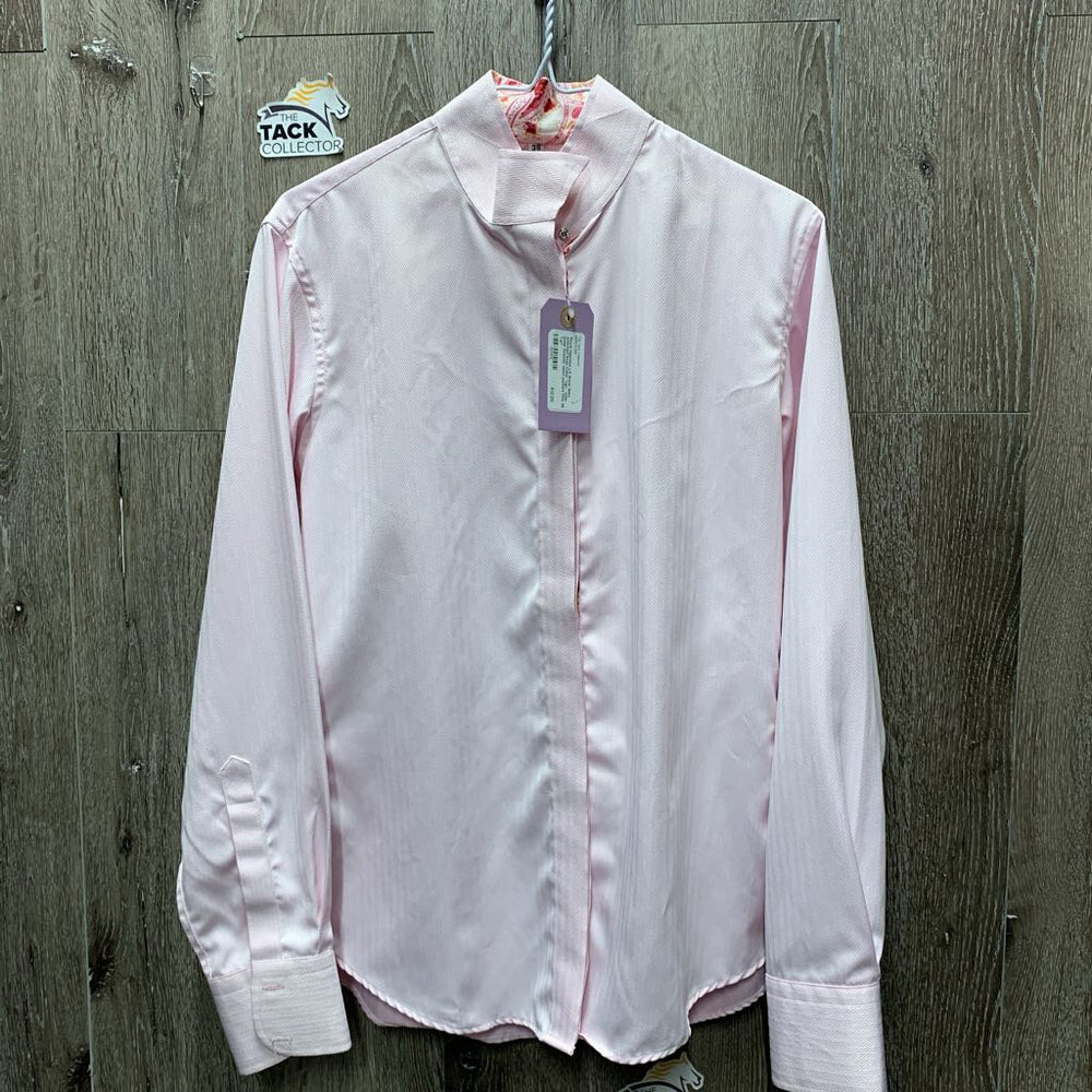 LS Show Shirt, attached Snap Collar *vgc, older, loose threads, seam puckers