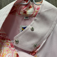 LS Show Shirt, attached Snap Collar *vgc, older, loose threads, seam puckers
