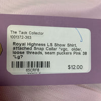 LS Show Shirt, attached Snap Collar *vgc, older, loose threads, seam puckers
