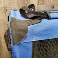 Collapsible - Hard Frame Nylon & Mesh Pet Carrier, top storage bag, snap on accessory bag *vgc, clean, marker, mnr hair, dirt & stains
