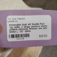 Shimmable Quilt AP Saddle Pad *gc, older, v. dingy, puckers, stains, undone stitching, threads, mnr pills
