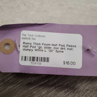 Thick Foam Half Pad, Fleece Half Pad *gc, older, mnr dirt, hair, clumpy