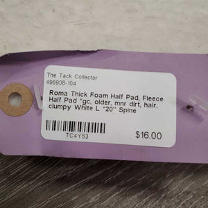 Thick Foam Half Pad, Fleece Half Pad *gc, older, mnr dirt, hair, clumpy