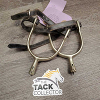 Hvy Thick Dressage Rowel Spurs, Thick Leather Spur Straps *vgc, clean, scratches, rubs, faded, scuffs, older