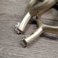 Hvy Thick Dressage Rowel Spurs, Thick Leather Spur Straps *vgc, clean, scratches, rubs, faded, scuffs, older