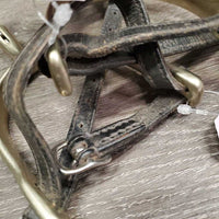 Hvy Thick Dressage Rowel Spurs, Thick Leather Spur Straps *vgc, clean, scratches, rubs, faded, scuffs, older
