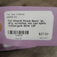Flat Smooth Rowel Spurs *gc, dirty, scratches, mnr rust spots, residue/gunk
