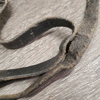 Pr Wide Leather Spur Straps *gc, clean, residue, twists, stretched & extra? holes, creases, older