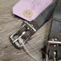 Thick Leather Spur Straps *gc/fair, stiff, trimmed/cut end, residue, bent, older