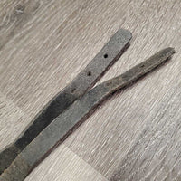 Thick Leather Spur Straps *gc/fair, stiff, trimmed/cut end, residue, bent, older