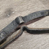Thick Narrow Spur Straps *gc, clean, rubs, twisted, bent & scraped edges, v.stiff, dry