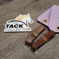 2 Leather Full Cheek Bit Keepers, stitched *gc/fair, stiff, dirt, dry, older
