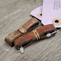 2 Leather Full Cheek Bit Keepers, stitched *gc/fair, stiff, dirt, dry, older
