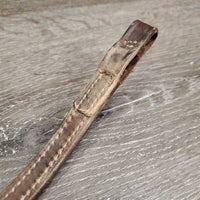 Leather Browband, double loop ends *gc, dirty, rubs, older, faded
