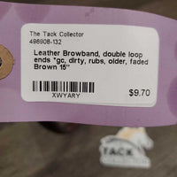 Leather Browband, double loop ends *gc, dirty, rubs, older, faded
