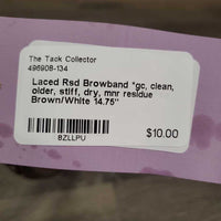 Laced Rsd Browband *gc, clean, older, stiff, dry, mnr residue
