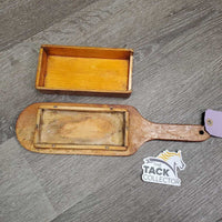 VINTAGE Glycerine Saddle Soap Wood Holder & Cover "British Saddle Soap" *gc, residue, stains, peeled
