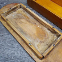 VINTAGE Glycerine Saddle Soap Wood Holder & Cover "British Saddle Soap" *gc, residue, stains, peeled
