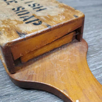 VINTAGE Glycerine Saddle Soap Wood Holder & Cover "British Saddle Soap" *gc, residue, stains, peeled