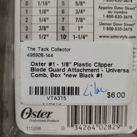 #1 - 1/8" Plastic Clipper Blade Guard Attachment - Universal Comb, Box *new