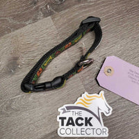 "Dogs & Bones" Ribbon & Nylon Web Adjustable Dog Collar *vgc, clean, dusty