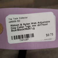 Ribbon & Nylon Web Adjustable Dog Collar *vgc, mnr dirt?dust