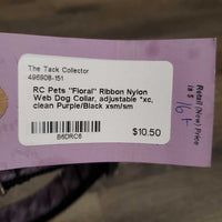 "Floral" Ribbon Nylon Web Dog Collar, adjustable *xc, clean
