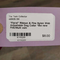 "Floral" Ribbon & Fine Nylon Web Adjustable Dog Collar *like new
