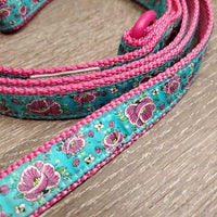 "Floral" .75" wide Nylon Web & Ribbon Dog Leash *like new
