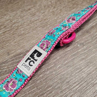 "Floral" .75" wide Nylon Web & Ribbon Dog Leash *like new