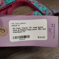 "Floral" .75" wide Nylon Web & Ribbon Dog Leash *like new

