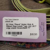 "Floral" Nylon Web & Ribbon Dog Leash *vgc, mnr dirt? edge stains