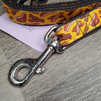 "Hot Dogs & Steaks" Nylon Web & Ribbon Dog Leash *like new
