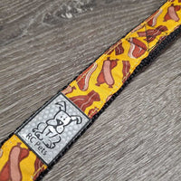 "Hot Dogs & Steaks" Nylon Web & Ribbon Dog Leash *like new