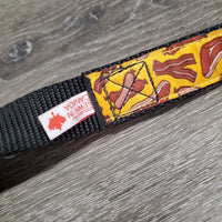 "Hot Dogs & Steaks" Nylon Web & Ribbon Dog Leash *like new