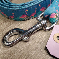 "Flamingos" Nylon Web & Ribbon Dog Leash *like new
