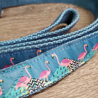 "Flamingos" Nylon Web & Ribbon Dog Leash *like new
