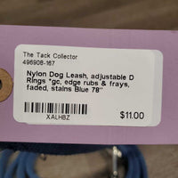 Nylon Dog Leash, adjustable D Rings *gc, edge rubs & frays, faded, stains